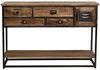 DRW Eingangstisch mit 4 Schubladen und 1 Tür aus Holz und Metall in Natur, 120 x 40 x 80 cm Bild 4