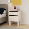 Forte Tahoe Nachtschrank 50, minimalistischer Nachttisch mit 2 Schubladen und diagonal gesetzten Beinen, Schlafzimmer, Holzwerkstoff, Kaschmir Beige, 48,2 cm breit x 66,7 cm hoch x 41,4 cm tief Bild 2