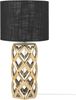 'Selja' Tischlampe Gold Keramik 71 cm Stoffschirm Schwarz Vasenform geometriches Design Kabel mit Schalter Moderner Minimalistischer Stil Bild 4
