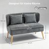 HOMCOM 2-Sitzer kleine Couch mit Flügelrücken, 2 Wurfkissen, 117 cm Dick Gepolstert Doppelsofa 1 Teile, für Wohnzimmer, Schlafzimmer, Grau Bild 3