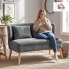 HOMCOM 2-Sitzer kleine Couch mit Flügelrücken, 2 Wurfkissen, 117 cm Dick Gepolstert Doppelsofa 1 Teile, für Wohnzimmer, Schlafzimmer, Grau Bild 2