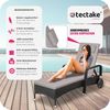 tectake® Aluminium Rattan Sonnenliege mit Armlehne und Rollen, Outdoor Polyrattan Gartenliege mit 6-Fach höhenverstellbarer Rückenlehne (bis 150 kg), Balkon Möbel oder Garten Möbel - grau Bild 3