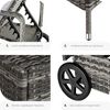 tectake® Aluminium Rattan Sonnenliege mit Armlehne und Rollen, Outdoor Polyrattan Gartenliege mit 6-Fach höhenverstellbarer Rückenlehne (bis 150 kg), Balkon Möbel oder Garten Möbel - grau Bild 4