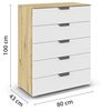 rauch Aditio Box, Kommode, 5 Schubladen, mit Softclose-Funktion, Farbe Weiß/Eiche Artisan, BxHxT 80x100x43cm Bild 3