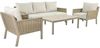 DRW Sofa-Set, Couchtisch und 2 Sessel aus Aluminium und Rattan in Beige und Natur, Sessel 75 x 85 x 75 cm, Sofa: 165 x 85 x 75 cm, Tisch: 90 x 60 x 44 cm Bild 1