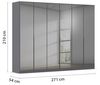 Rauch Möbel Skyla, Kleiderschrank für Schlafzimmer, Kinderzimmer, Jugendzimmer, Garderobe, Flur, 6-türig mit Grauspiegel, Griffstangen Grau metallic, Farbe Grau metallic, Schwarz, Maße 271 x 210 x 54 cm Bild 2