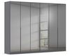 Rauch Möbel Skyla, Kleiderschrank für Schlafzimmer, Kinderzimmer, Jugendzimmer, Garderobe, Flur, 6-türig mit Grauspiegel, Griffstangen Grau metallic, Farbe Grau metallic, Schwarz, Maße 271 x 210 x 54 cm Bild 3