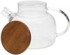 HOME DECO FACTORY, KA0095, 90Cl Glass teapot with Acacia lid, elegant Design for Tea, Coffee and infusions, ideal for aperitifs and Convivial Moments, Brown, Transparent Bild 2