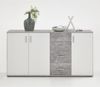 FMD Möbel - ALBI 3 - Kommode mit 3 Türen u. 4 SK - melaminharzbeschichtete Spanplatte - Beton LA/weiß - 160,1 x 83 x 35cm Bild 4