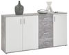 FMD Möbel - ALBI 3 - Kommode mit 3 Türen u. 4 SK - melaminharzbeschichtete Spanplatte - Beton LA/weiß - 160,1 x 83 x 35cm Bild 5