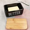 MamboCat Butterdose Reni schwarze Butterdose mit Bambusdeckel Keramik für 250g Butter, Keramik Bild 3