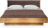 Möbel-Eins CURBY Wangenbett mit Polster-Kopfteil, Material Massivholz, rustikale Altholzoptik, Fichte gebürstet Vintage 160x220 cm Stoff Braun ohne Steppung Bild 2