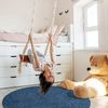 Teppich Rund Hochflor Shaggy - 120x120cm - Blau Einfarbig Uni Flauschig Modern Boho Wohnzimmer Schlafzimmer Deko Teppiche Weich Schlafzimmer Bild 4