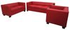 3-2-1 Sofagarnitur Couchgarnitur Loungesofa Lille ~ Leder, rot Bild 3