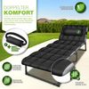 tillvex® Campingbett klappbar Schwarz mit Seitentasche & Nackenkissen bis 280 kg | Campingliege Sonnenliege mit Polster | Feldbett Outdoor & Indoor | Klappbett Gästebett faltbar Garten Camping Festival Reise Bild 2