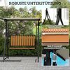 Outsunny Hollywoodschaukel mit verstellbarem Sonnendach, 2-Sitzer, Schaukelfunktion, 2-Sitzer Gartenschaukel, 1 tlg, wetterfest Schaukelbank, für Garten, Terrasse, 142 x 112 x 162cm, Schwarz Bild 4