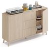 Muebles Pitarch | Sideboard für Wohn- und Esszimmer, Buffet, Beistellschrank, 2 Türen und 3 Schubladen, Eiche , 89 x 140 x 40 cm, Speisekammer, Küche, Druckverschluss oder Push-Pull, Modern, Nordisch Bild 3