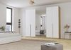 Rauch Möbel Alabama, Kleiderschrank, Garderobenschrank, 6-türig, Spiegel, Zubehör Classic, 3 Kleiderstangen, 9 Einlegeböden, Farbe Weiß/Eiche Artisan, Holz, Griff Grau metallic, 271 x 229 x 54 cm Bild 2