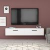 Hanah Home Modern White TV Stand, 150 cm | 100% Melamine Coated Particle Board, 18 mm Thick | Wall-Mountable, Elegant Design for Living Room & Entertainment Spaces Bild 2