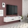Hanah Home Modern White TV Stand, 150 cm | 100% Melamine Coated Particle Board, 18 mm Thick | Wall-Mountable, Elegant Design for Living Room & Entertainment Spaces Bild 3