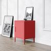 Jan Nowak Nachttisch Industrial - MIA | Nachtschrank Glitzernd mit Tür für Schlafzimmer, Kinderzimmer | Stahlschrank Abschliessbar, Nachtkasten Klein | Loft Stil | 42,4 x 59,5 x 40 cm | Rot Bild 2