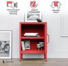 Jan Nowak Nachttisch Industrial - MIA | Nachtschrank Glitzernd mit Tür für Schlafzimmer, Kinderzimmer | Stahlschrank Abschliessbar, Nachtkasten Klein | Loft Stil | 42,4 x 59,5 x 40 cm | Rot Bild 3