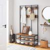 Vasagle große Garderobenständer mit Sitzbank im Industrie Design, Garderobe mit 12 Kleiderhaken und Schuhregal, Flurregal, Flur, Diele, Schlafzimmer, stabiles Eisengestell, 100kg, von Songmics, HSR86BX Bild 3