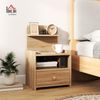 HOMCOM Nachttisch Nachtschrank mit offenen Ablage, Fach, Schublade (Nachttisch, 1-St, Nachtkommode), für Schlafzimmer, Wohnzimmer, 40 x 35 x 66 cm, Naturholz Bild 2