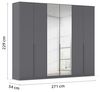 Rauch Möbel Alabama, Kleiderschrank, Garderobe, 6-türig, Spiegel, Zubehör Premium, 3 Kleiderstangen, 9 Einlegeböden, Schubladeneinsatz, Farbe Grau metallic, Schwarz, Griff Grau metallic, 271 x 229 x 54 cm Bild 3