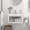 vidaXL Badezimmer-Waschtischgestell mit Waschbecken Weiß Eisen 3101380 Bild 2