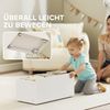 AIYAPLAY Spielzeugtruhe mit 6 herausnehmbaren Aufbewahrungsboxen, Bücherablage, rollbarer Box (Kinderregal, 1 St, Kinder-Bücherregal), mit Rädern, für Kinderzimmer, Spielzimmer, 100x30x80 cm, Weiß Bild 5