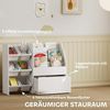 AIYAPLAY Spielzeugtruhe mit 6 herausnehmbaren Aufbewahrungsboxen, Bücherablage, rollbarer Box (Kinderregal, 1 St, Kinder-Bücherregal), mit Rädern, für Kinderzimmer, Spielzimmer, 100x30x80 cm, Weiß Bild 4