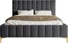 Selsey Bett Polsterbett Doppelbett 180x200 cm Mit Bettkasten Metallrahmen Goldene Beine Gasdruckfeder Schlafbett Chenille Dunkelgrau Szejlo Bild 5