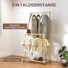 HOMCOM Kleiderständer mit Rollen, Kleiderstange, Schuhablage, (Garderobe aus Bambus, 1 St, Garderobenständer), für Schlafzimmer, Ausstellungen, Waschküche, Natur Bild 3