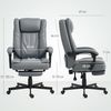 HOMCOM Schreibtischstuhl mit Massagefunktion, Liegefunktion (ergonomischer Bürostuhl, 1 St), höhenverstellbarer, mit Fußstütze, Grau Bild 3