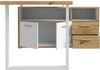 Forte KEFLAVIK Schreibtisch mit Schrank 120 130, modernes Büromöbel mit 2 Türen und 2 Schubladen, Weiß | Artisan Eiche Holzdekor, 124,2 cm breit x 74,1 cm hoch x 181 cm tief Bild 4