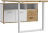 Forte KEFLAVIK Schreibtisch mit Schrank 120 130, modernes Büromöbel mit 2 Türen und 2 Schubladen, Weiß | Artisan Eiche Holzdekor, 124,2 cm breit x 74,1 cm hoch x 181 cm tief Bild 3