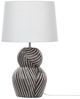 'Guapore' Tischlampe mit Keramikfuß Schwarz 63 cm Streifenmuster Kabel mit Schalter Lampenschirm aus Baumwolle / Jute in Weiß Wohnzimmer Schlafzimmer Bild 4