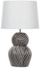 'Guapore' Tischlampe mit Keramikfuß Schwarz 63 cm Streifenmuster Kabel mit Schalter Lampenschirm aus Baumwolle / Jute in Weiß Wohnzimmer Schlafzimmer Bild 1