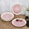 MamboCat Frühstücksteller 6x Reactive Glaze Paris Kuchenteller 6 Personen Creme Pink Bild 3