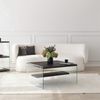 Modern Coffee Table, 75 x 40 x 75 cm, 100% Tempered Glass & Pine Solid Wood Frame, Anthracite Color | Stylish Industrial Design, Disassembled Bild 2