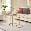 Yaheetech Satztische rund, 2er Set Beistelltisch, Couchtisch Glas, für Wohnzimmer, modernes Design, Metallgestell senf Gold, 49,5 x 49,5 x 59 cm Bild 4