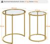 Yaheetech Satztische rund, 2er Set Beistelltisch, Couchtisch Glas, für Wohnzimmer, modernes Design, Metallgestell senf Gold, 49,5 x 49,5 x 59 cm Bild 3