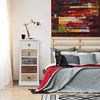 Rebecca Mobili Kommode in Weiß Braun Grau, Kleiner Schrank, mit 5 Schubladen, Paulownienholz, Retro-Stil, als Einrichtung für Schlafzimmer Flur – Maße: 84 x 37 x 27 cm (HxLxB) – Art. RE4157 Bild 2