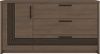 Forte EUFEMIUS Kommode 160, moderne Kommode mit dekorativer Fräsung, 1-türig, 3 Schubladen, Dunkelbraun|Schwarz Eiche Holzdekor, 161,5 cm breit x 86,3 cm hoch x 41,6 cm tief Bild 5
