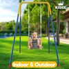 KIDIZ® Babyschaukel Kinderschaukel Schaukelsitz mit Polsterung | Holz-Schaukel mit Anti-Kipp bis 60KG | Höhenverstellbar Indoor & Outdoor | 0,5 - 3 Jahre | Montagezubehör & Sicherheitsgurt Anthrazit mit Muster Bild 4