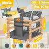 KIDIZ® Babyschaukel Kinderschaukel Schaukelsitz mit Polsterung | Holz-Schaukel mit Anti-Kipp bis 60KG | Höhenverstellbar Indoor & Outdoor | 0,5 - 3 Jahre | Montagezubehör & Sicherheitsgurt Anthrazit mit Muster Bild 3