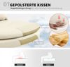 HOMCOM Bürostuhl ohne Armlehnen, mit breit doppelschichtig Polster, Kissen (gepolsterter Schreibtischstuhl, 1 St), Kunstleder Schneidersitz Stuhl für Büro, Beige Bild 4