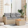 vidaXL 4-tlg. Garten-Sofagarnitur mit Kissen Beige Poly Rattan 3223994 Bild 2
