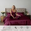 Cozyor Bettwäsche Satin glänzend 135x200, 155x200, 155x220, 200x200cm mit Reißverschluss, Satin, bordeaux Berry, 2 teilig, glänzend Satin, Bettbezug + Kissenbezug 80x80, besonders weich Bild 4